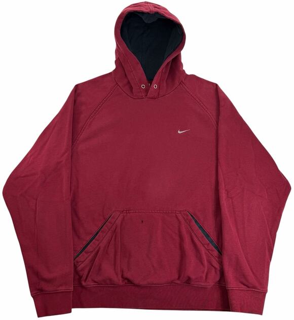Nike Other - Vintage 90s y2k Red Nike Hoodie Embroidered Swoosh Men's L Sweatshirt Silver Tag